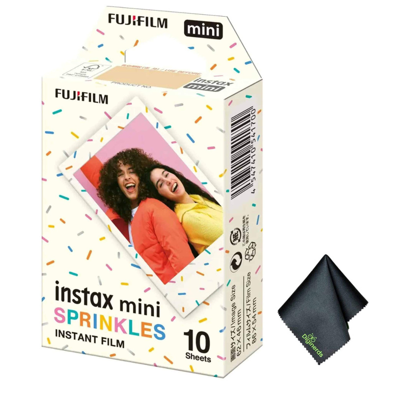 FUJIFILM INSTAX MINI Spinkles Instant Film (10 Exposures), Microfiber Cleaning Cloth, Bundle