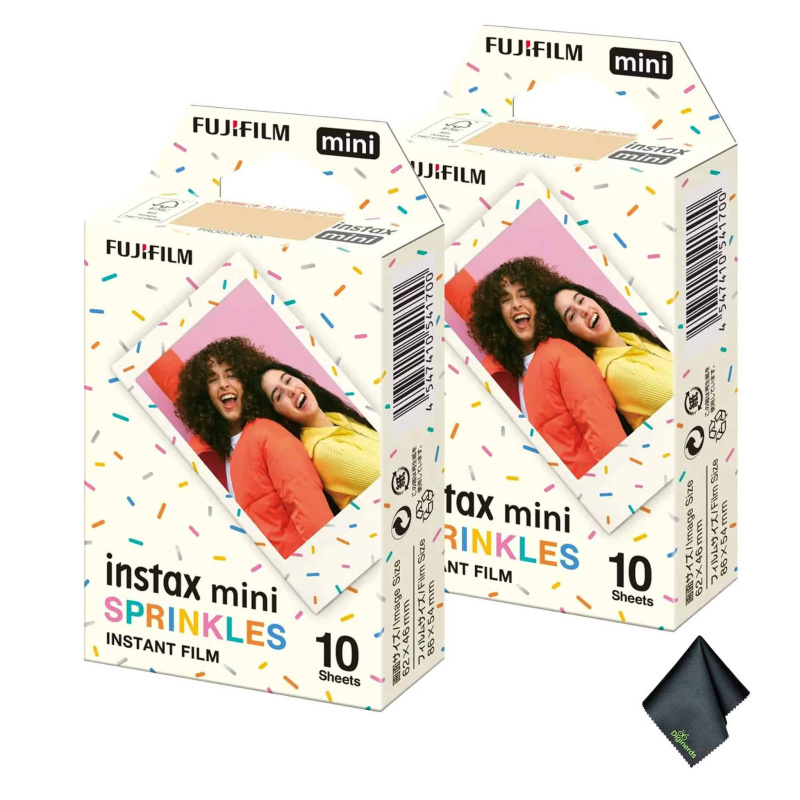 2xFUJIFILM INSTAX MINI Spinkles Instant Film (10 Exposures), Microfiber Cleaning Cloth, Bundle