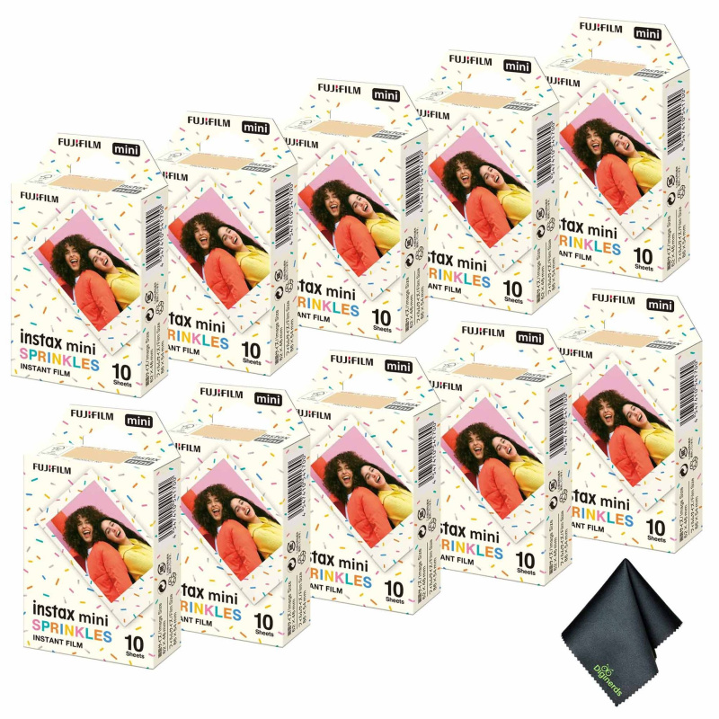 10xFUJIFILM INSTAX MINI Spinkles Instant Film (10 Exposures), Microfiber Cleaning Cloth, Bundle