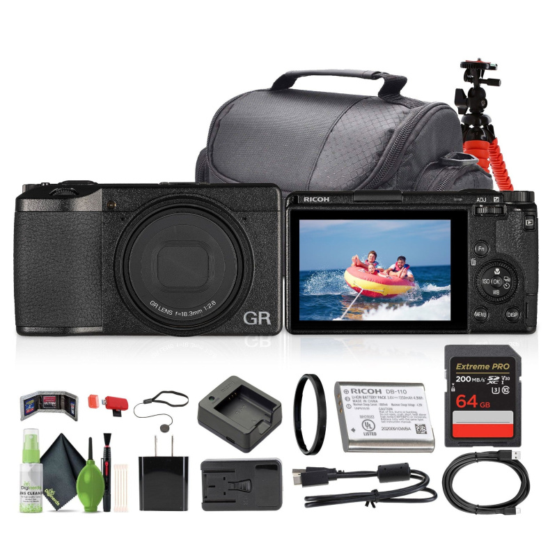 Ricoh GR III Compact Portable Digital Camera + 64GB Memory Card + More