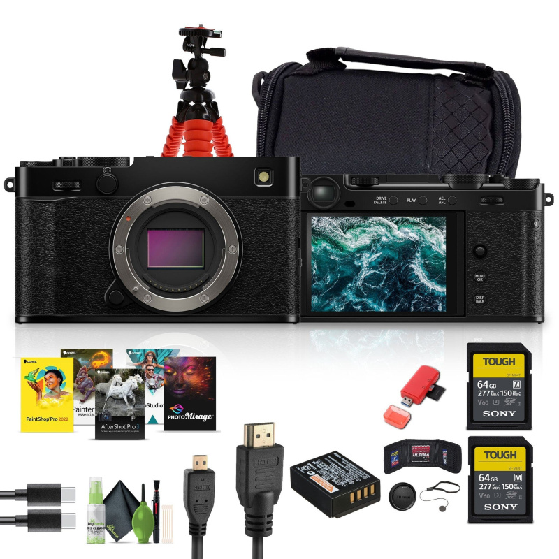 FUJIFILM X-E5 Mirrorless Digital Camera (Black), 2x 64GB UHS-II SDXC Memory Card