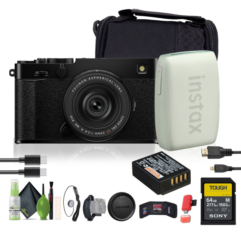 FUJIFILM X-E5 Mirrorless Digital Camera with XF 23mm f/2.8 Lens (Black), Printer - Green