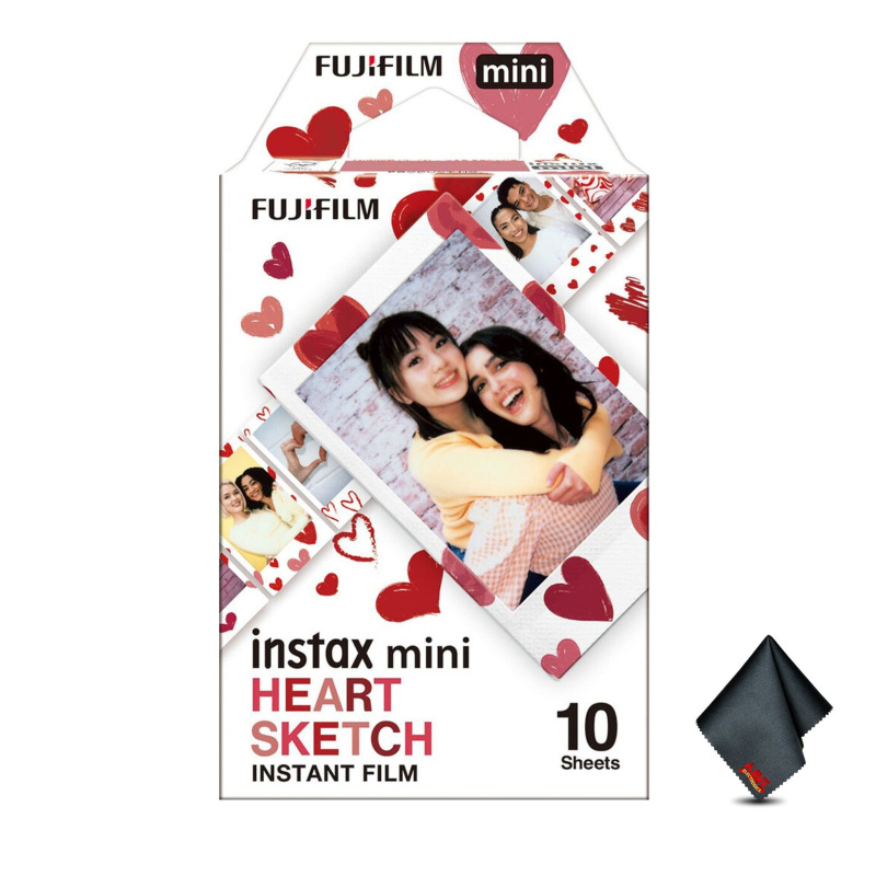 FUJIFILM INSTAX MINI Heart Sketch Instant Film (10 Exposures) Bundle