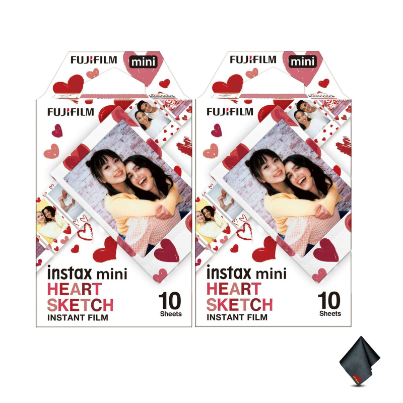 FUJIFILM INSTAX MINI Heart Sketch Instant Film (20 Exposures) Bundle