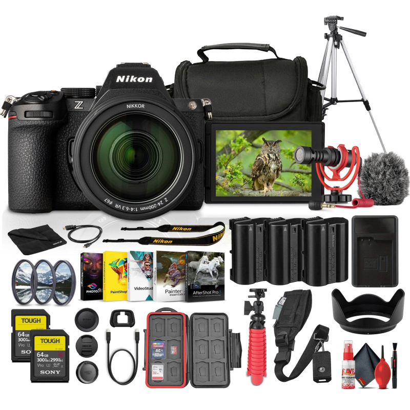Nikon Z5 II Mirrorless Camera w/ 24-200mm Lens + 2x 64GB Card + Tripods + More