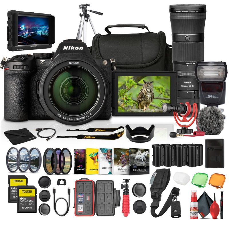 Nikon Z5 II Mirrorless Camera w/ 24-200mm Lens + Nikkor Z 180-600mm Lens + More