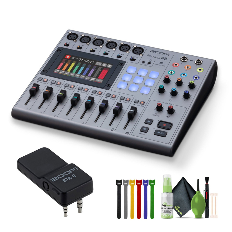 Zoom PodTrak P8 Portable Multitrack Podcast Recorder, BTA-2 Bluetooth Adapter