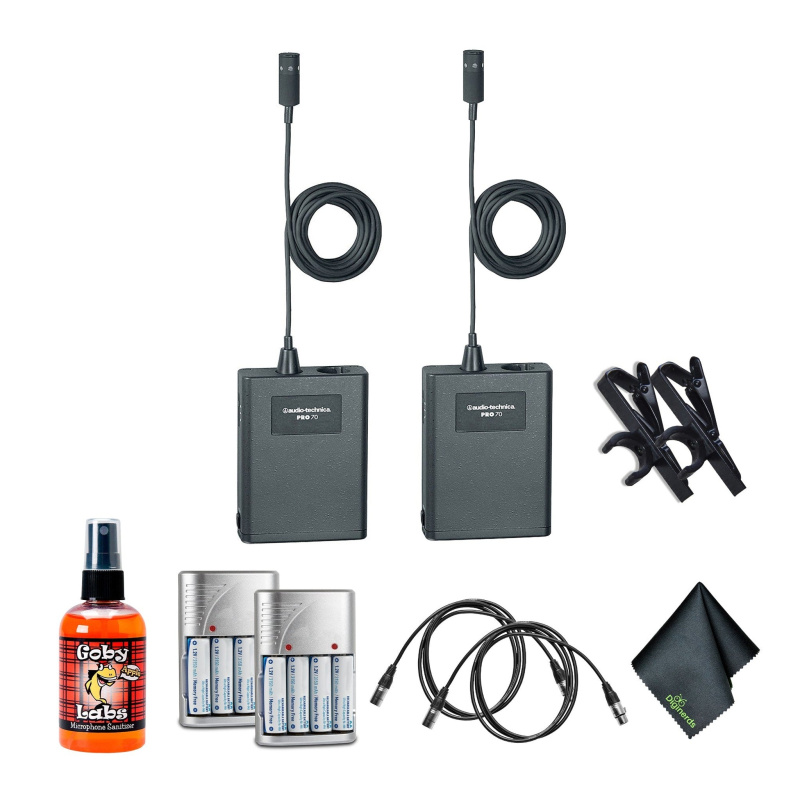 Audio-Technica Pro 70 Cardioid Microphone (Pack of 2) , 4xAA Batteries With Charger