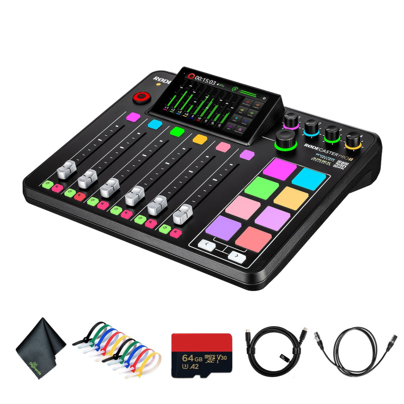 RODE RODECaster Pro II + 64GB Micro SD Memory Card + More (Bundle)