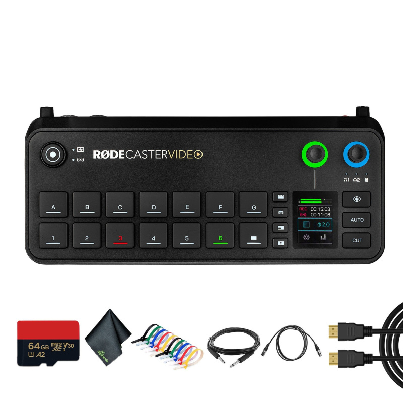 RODECaster Video All-in-One Production Console + 64GB Memory Card + More (Bundle)