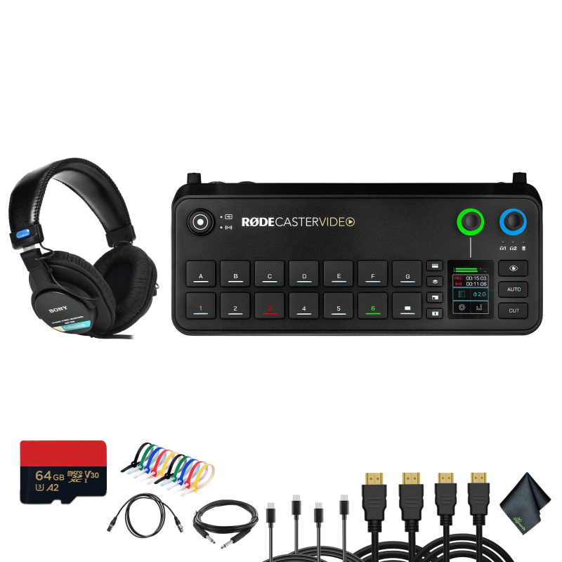 RODECaster Video All-in-One Production Console + Studio Headphones + More (Bundle)