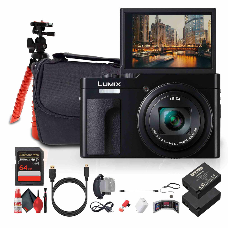 Panasonic TZ99 Point and Shoot Compact Travel Digital Camera (Black) - Bundle