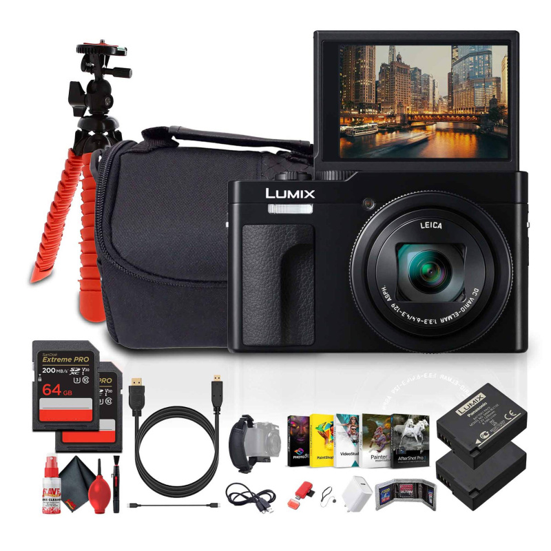 Panasonic TZ99 Point and Shoot Compact Travel Digital Camera (Black) - Bundle