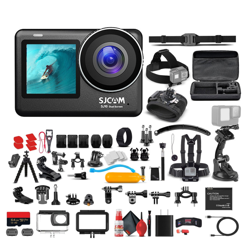 SJCAM SJ10 Pro Dual Screen Action Camera Bundle