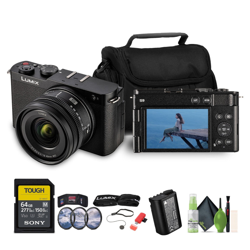 Panasonic Lumix S9Camera with 18-40mm f/4.5-6.3 Lens (Black), 64GB Memory Card