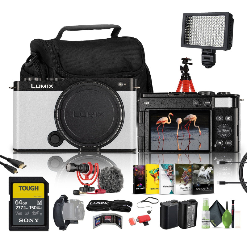 Panasonic Lumix S9Camera (White), 64GB SF-M Tough Series UHS-II SDXC Memory Card