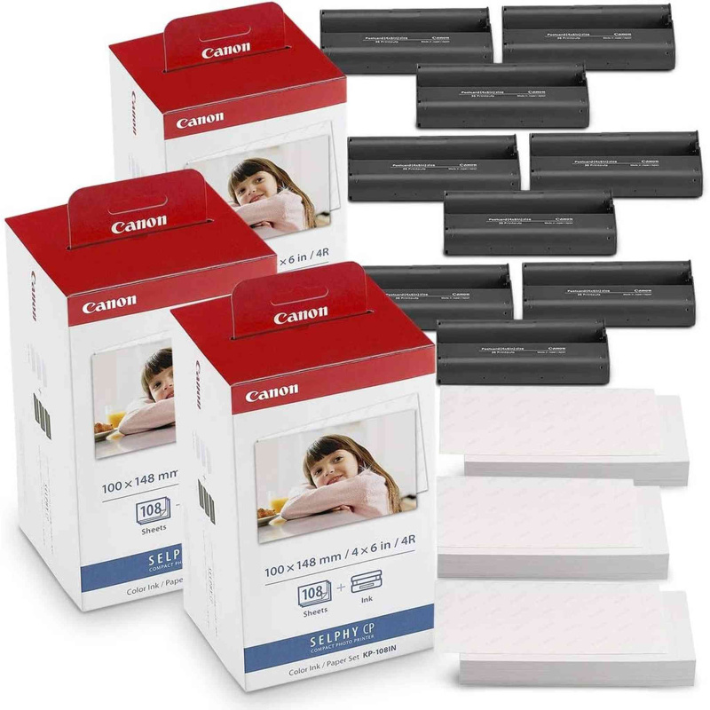 Canon KP-108IN Color Ink and Paper Set Includes Total of 324 Sheets and 9 Ink Cartridges (International Model)