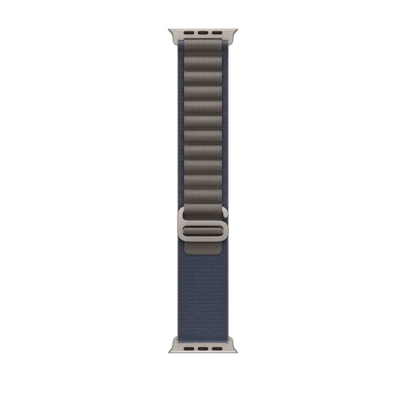 Apple Watch Band - Alpine Loop (49mm) - Blue with Rugged Titanium Finish - Large