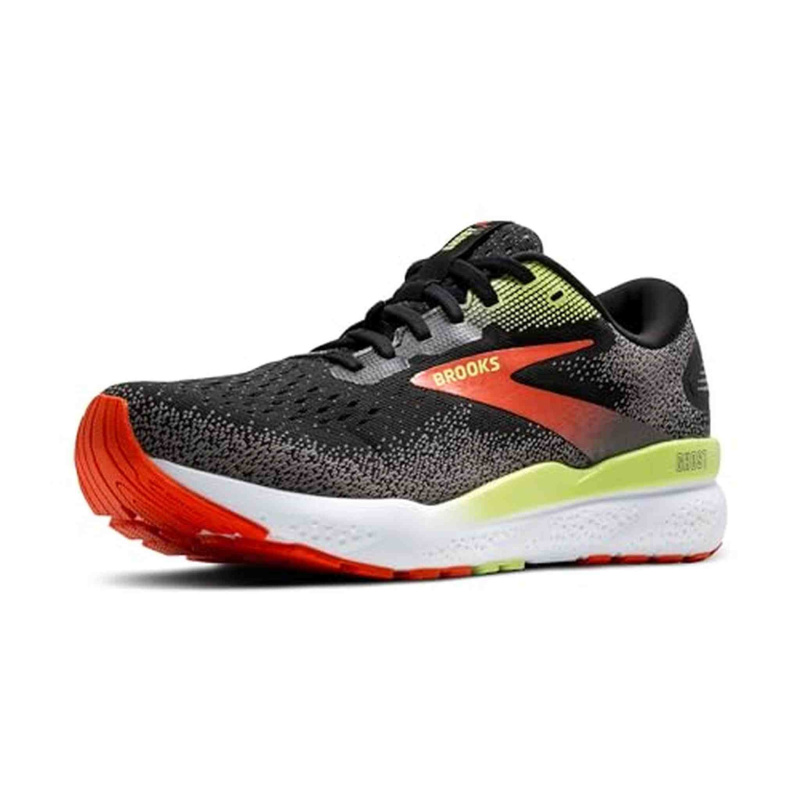 Brooks Men's Ghost 16 GTX Waterproof Neutral Running Shoe - Black/Mandarin Red/Green - 10 Medium