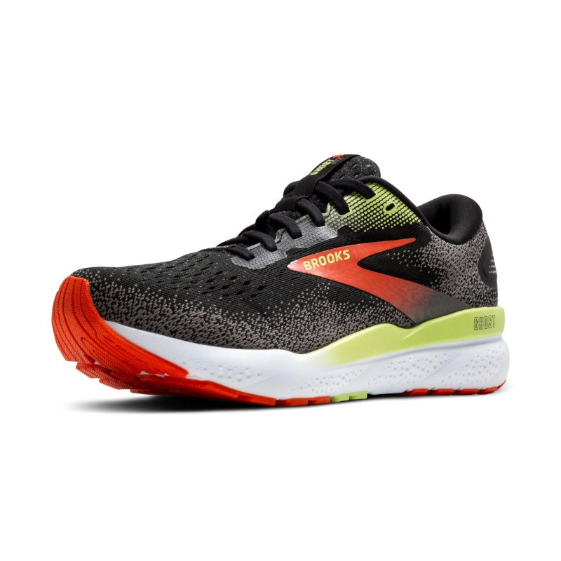 Brooks Men's Ghost 16 GTX Waterproof Neutral Running Shoe - Black/Mandarin Red/Green - 13 Medium