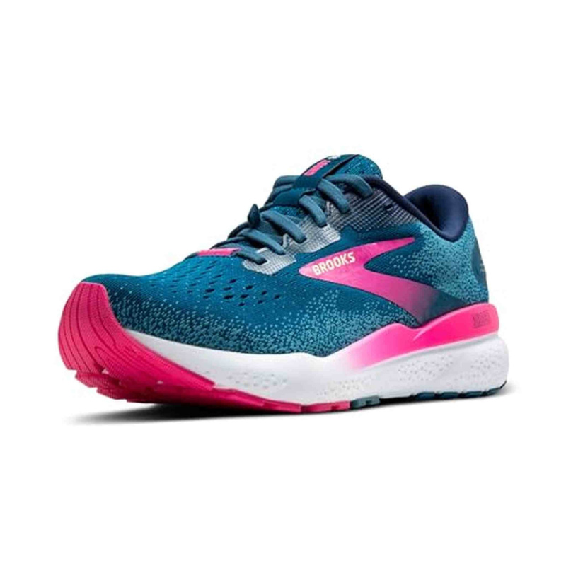 Brooks Women's Ghost 16 GTX Waterproof Neutral Running Shoe - Moroccan Blue/Pink/Yellow - 7 Medium