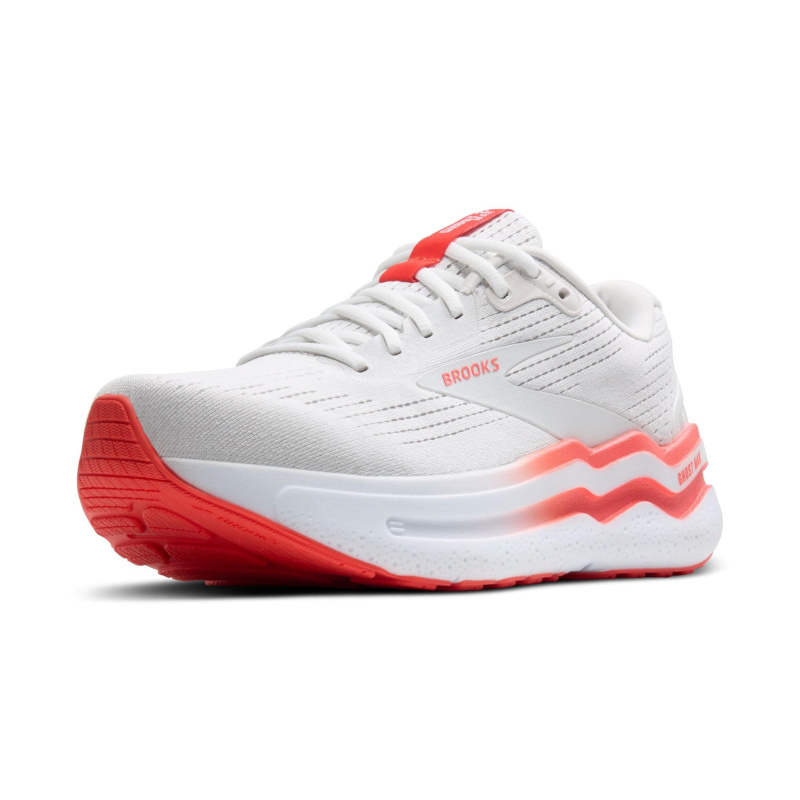 Brooks Women’s Ghost Max 2 Neutral Running & Walking Shoe - White/Hot Coral - 11.5 Medium
