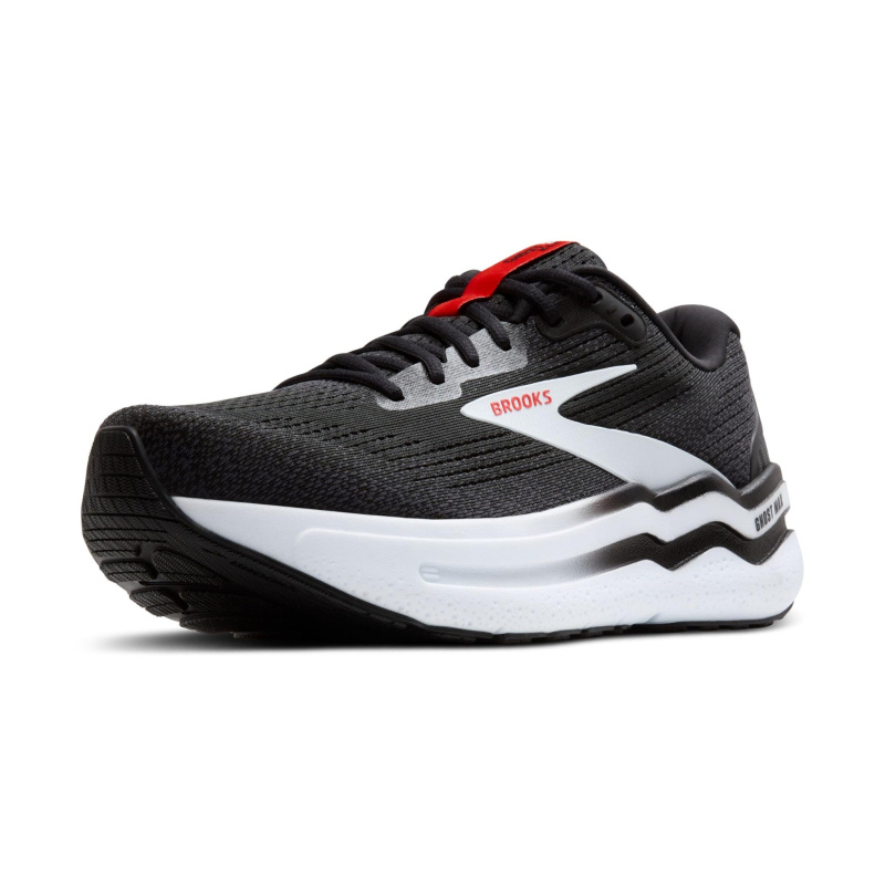 Brooks Men’s Ghost Max 2 Neutral Running & Walking Shoe - Black/White/Fiery Red - 10 Medium