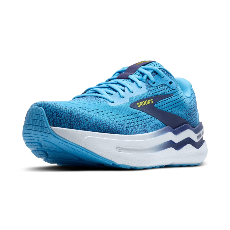 Brooks Men’s Ghost Max 2 Neutral Running & Walking Shoe - Bonnie Blue/Blue Ribbon/Yellow - 8 Medium