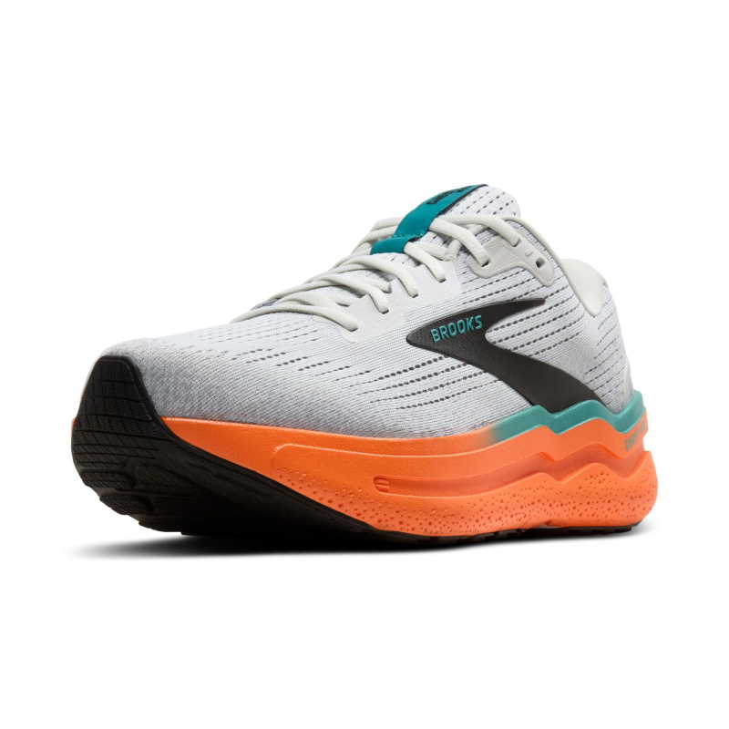 Brooks Men’s Ghost Max 2 Neutral Running & Walking Shoe - Oyster Mushroom/Orange/Teal - 11 Medium