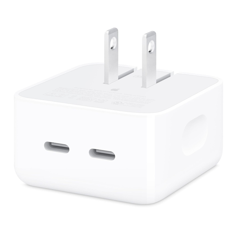 Apple 35W Dual USB-C Port Compact Power Adapter: Fast and Convenient Charging, Type C Wall Charger