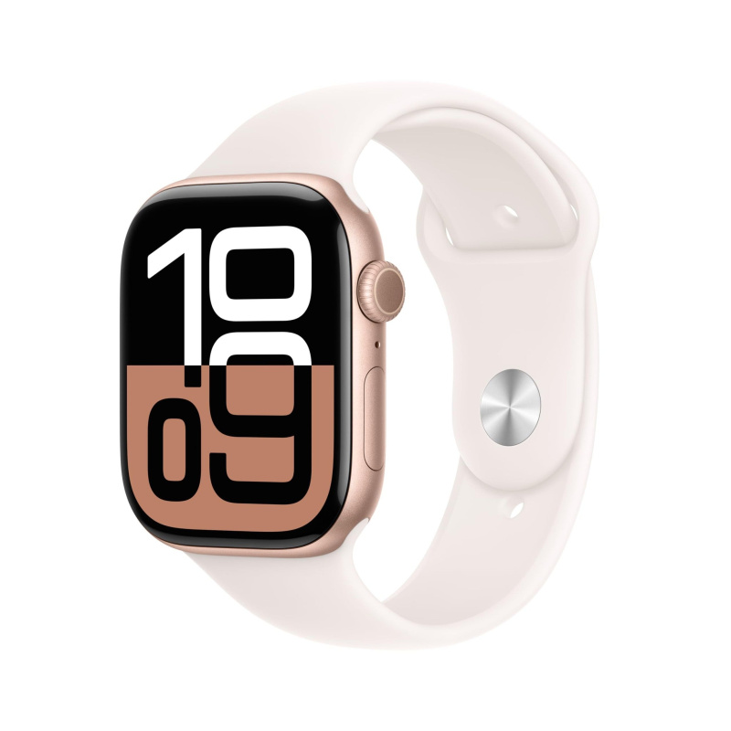 Apple Watch Series 10 [GPS 46mm case] Smartwatch with Rose Gold Aluminium Case with Light Blush Sport Band - M/L. Fitness Tracker, ECG App, Always-On