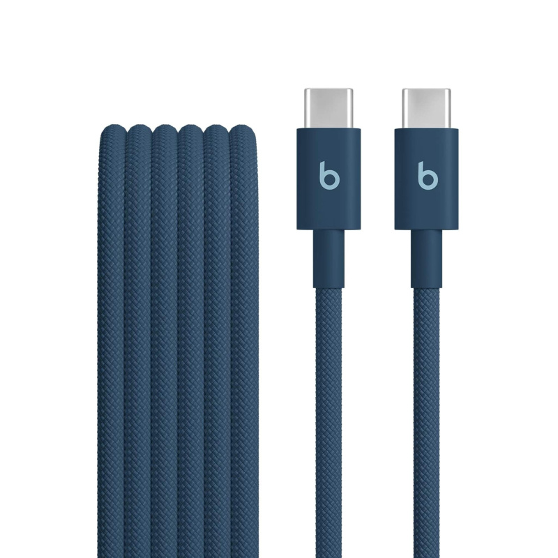 Beats USB-C to USB-C Woven Cable Fast Charging Durable/Tangle-Free Compatible Charger for Apple & Android Devices (1.5 m, 5 ft) - Nitro Navy