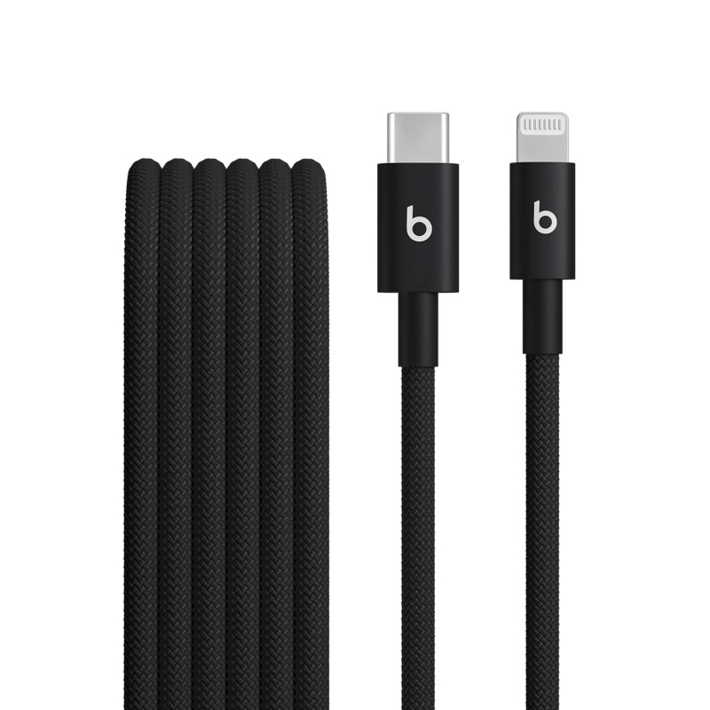 Beats USB-C to Lightning Woven Cable Fast Charging Durable/Tangle-Free Compatible Charger for Apple Devices w Lightning Ports (1.5 m, 5 ft) - Bolt Bla