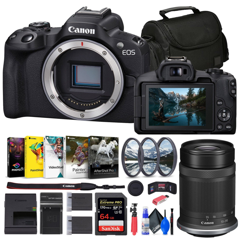 Canon EOS R50 Mirrorless Camera + 64GB Card + Bag + Charger + Battery + More (International Model)