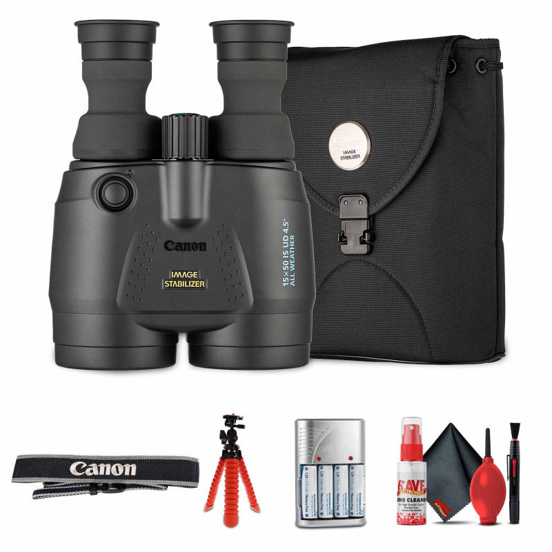 Canon 15x50 IS All-Weather Image Stabilized Binoculars + Flexible Tripod + More (International Model)