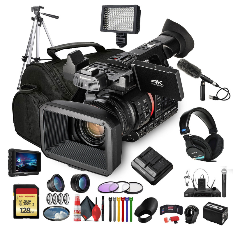 Panasonic AG-CX350 4K Camcorder (AG-CX350) W/Padded Case, 128 GB Memory Card + More