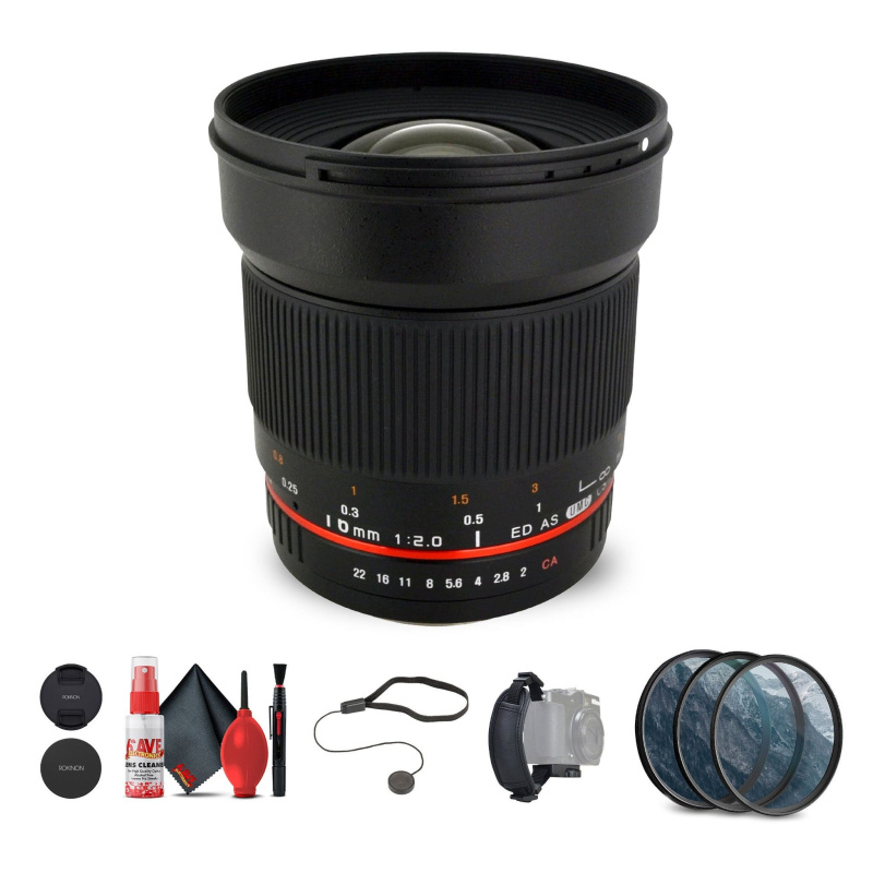 Rokinon 16mm f/2.0 ED AS UMC CS Lens for Micro Four Thirds Mount Bundle