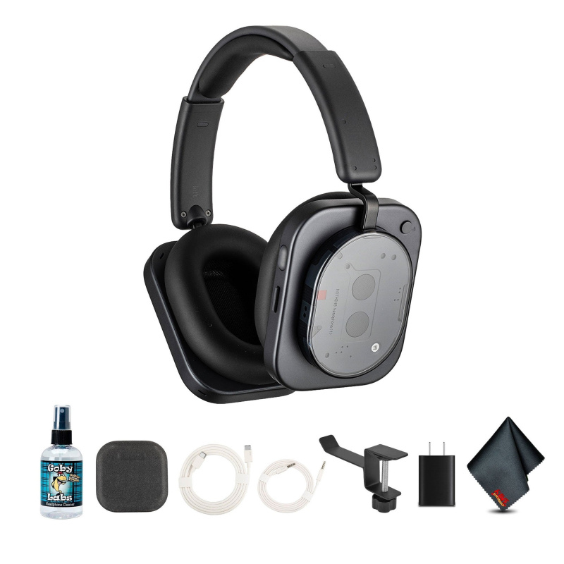 Nothing Headphone (1) (Black) Hybrid Active Noise Cancelling Headphones Bundle