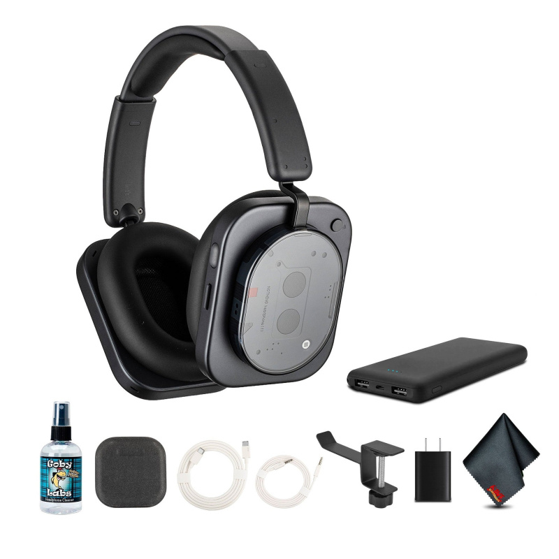 Nothing Headphone (1) (Black) Hybrid Active Noise Cancelling Headphones Bundle