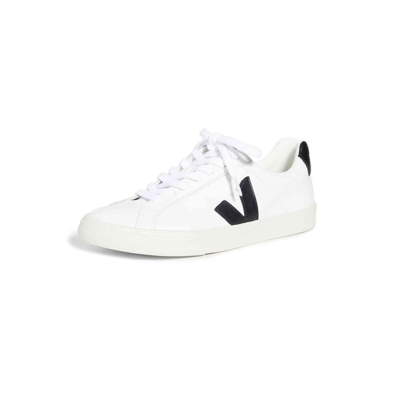 Veja Women's Esplar Logo Sneakers, Extra White/Black, 7 Medium US