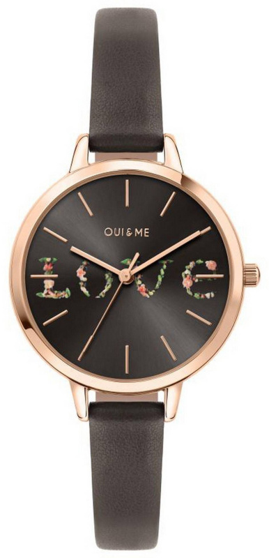 Oui & Me Petite Fleurette Grey Dial Leather Strap Quartz ME010061 Women's Watch