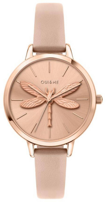 Oui & Me Amourette Rose Gold Sunray Dial Leather Strap Quartz ME010100 Women's Watch