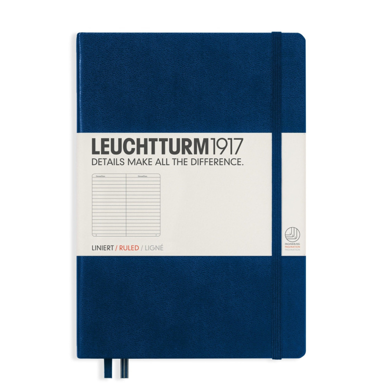 Leuchtturm1917 Medium A5 Lined Hardcover Notebook (Navy) - 249 Numbered Pages