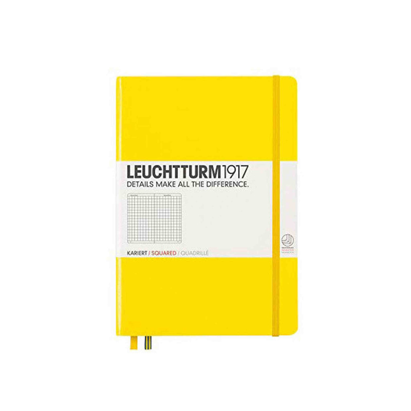 LEUCHTTURM1917 - Medium A5 Squared Hardcover Notebook (Lemon) - 251 Numbered Pages
