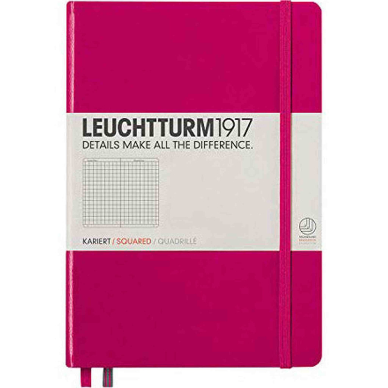 LEUCHTTURM1917 - Medium A5 Squared Hardcover Notebook (Berry) - 251 Numbered Pages