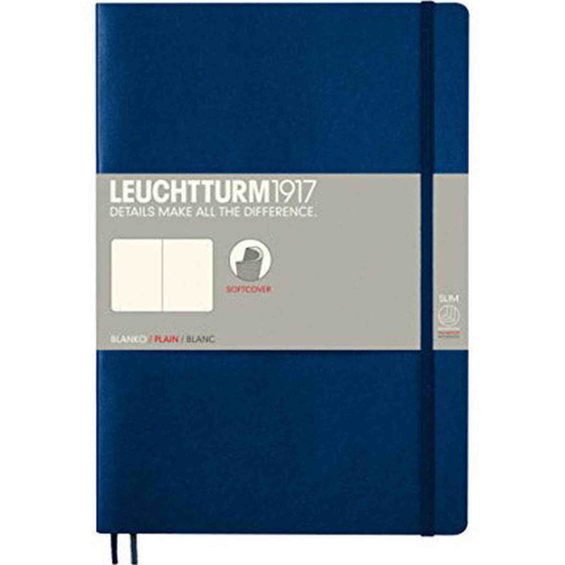 LEUCHTTURM1917 - Composition B5 Plain Softcover Notebook (Navy) - 123 Numbered Pages