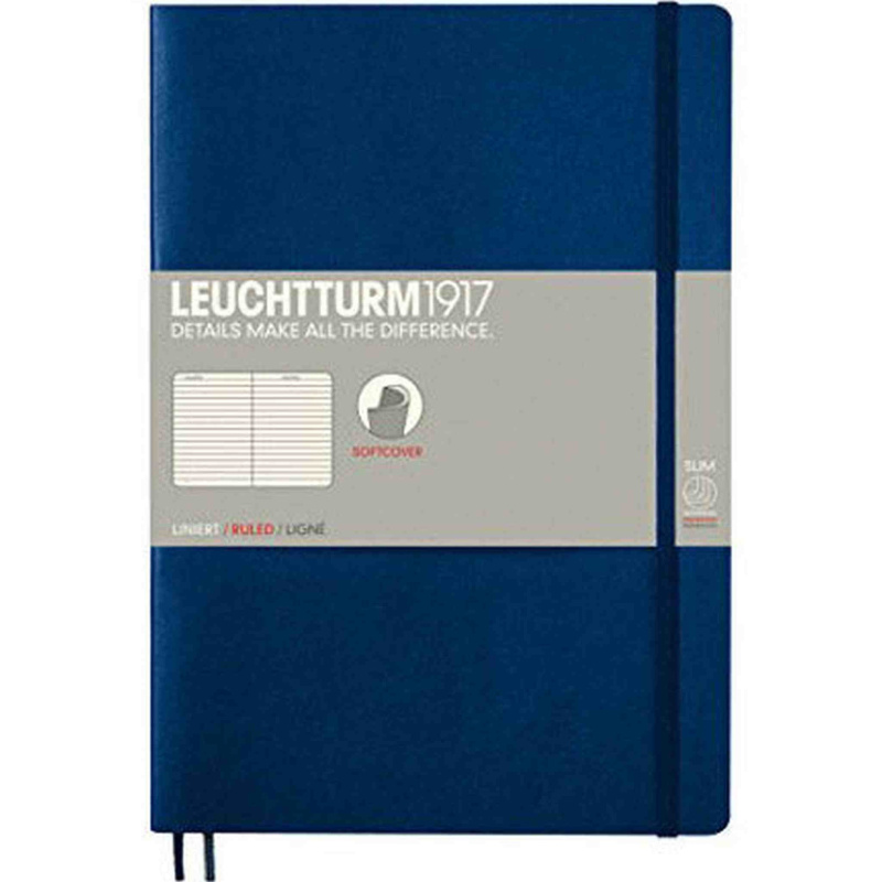 LEUCHTTURM1917 - Composition B5 Ruled Softcover Notebook (Navy) - 123 Numbered Pages