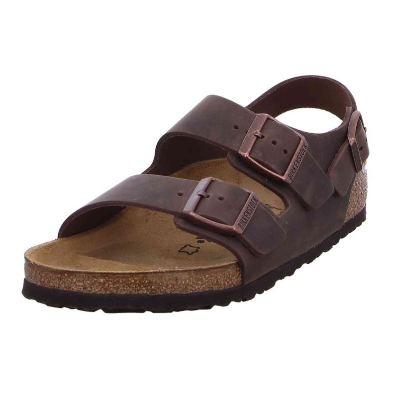 Birkenstock Unisex Milano Leather Sandals, Habana Brown, 9 Women/7 Men