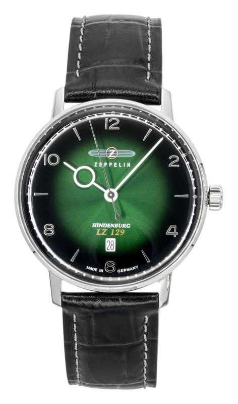 Zeppelin LZ 129 Hindenburg Leather Strap Green Dial Quartz 80484 Men's Watch
