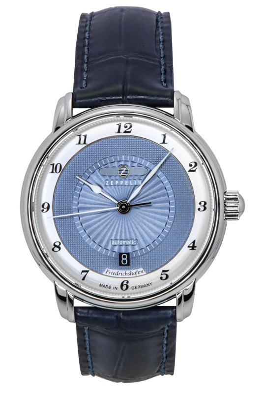 Zeppelin Friedrichshafen Leather Strap Blue Dial Automatic 85563 Women's Watch